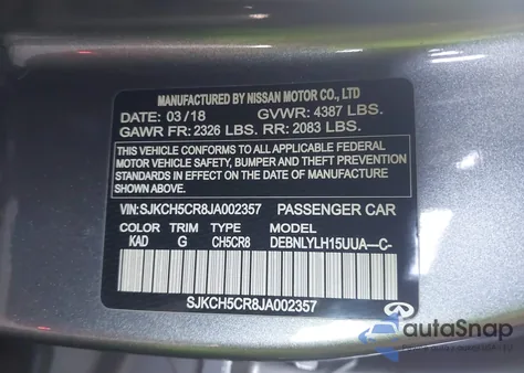 2018 Infiniti Qx30 Essential from USA, damaged, VIN SJKCH5CR8JA002357